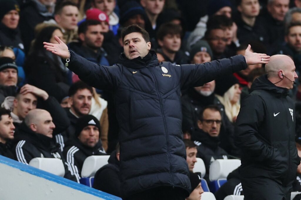 Chelsea manager Mauricio Pochettino reacts during the Premier League match against Fulham at Stamford Bridge, London, U.K., Jan. 13, 2024. (Reuters Photo)