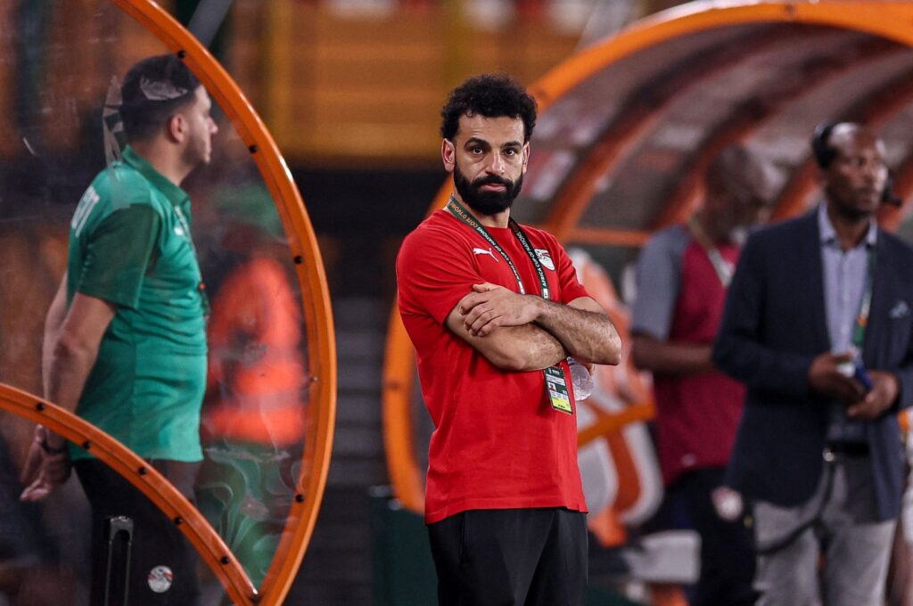 Egypt's Mohamed Salah (C) looks on ahead of the Africa Cup of Nations (AFCON) 2024 group B football match against Cape Verde at the Felix Houphouet-Boigny Stadium, Abidjan, Ivory Coast, Jan. 22, 2024. (AFP Photo)