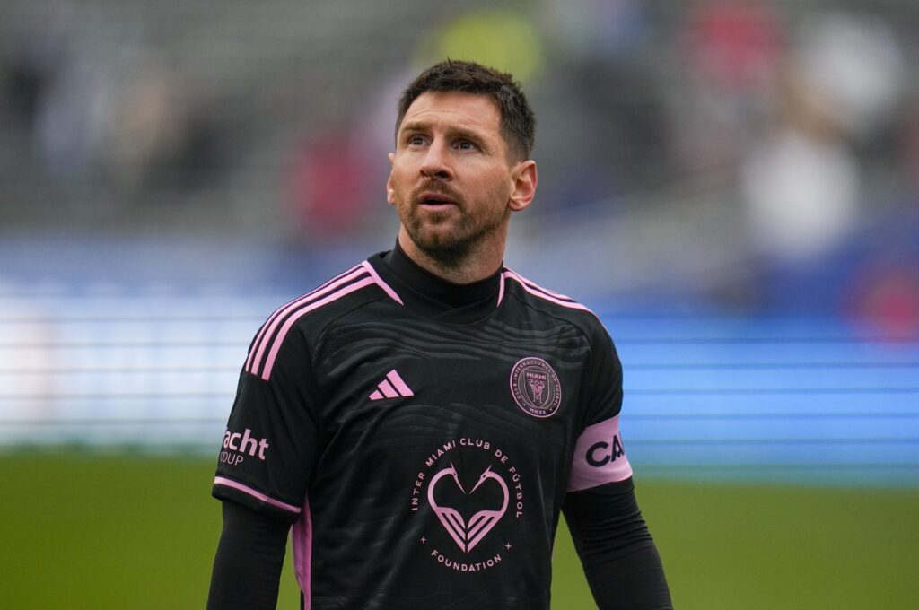 Inter Miami's Lionel Messi looks on during the first half of a preseason friendly MLS match against FC Dallas at the Cotton Bowl, Dallas, U.S., Jan. 22, 2024. (AP Photo)