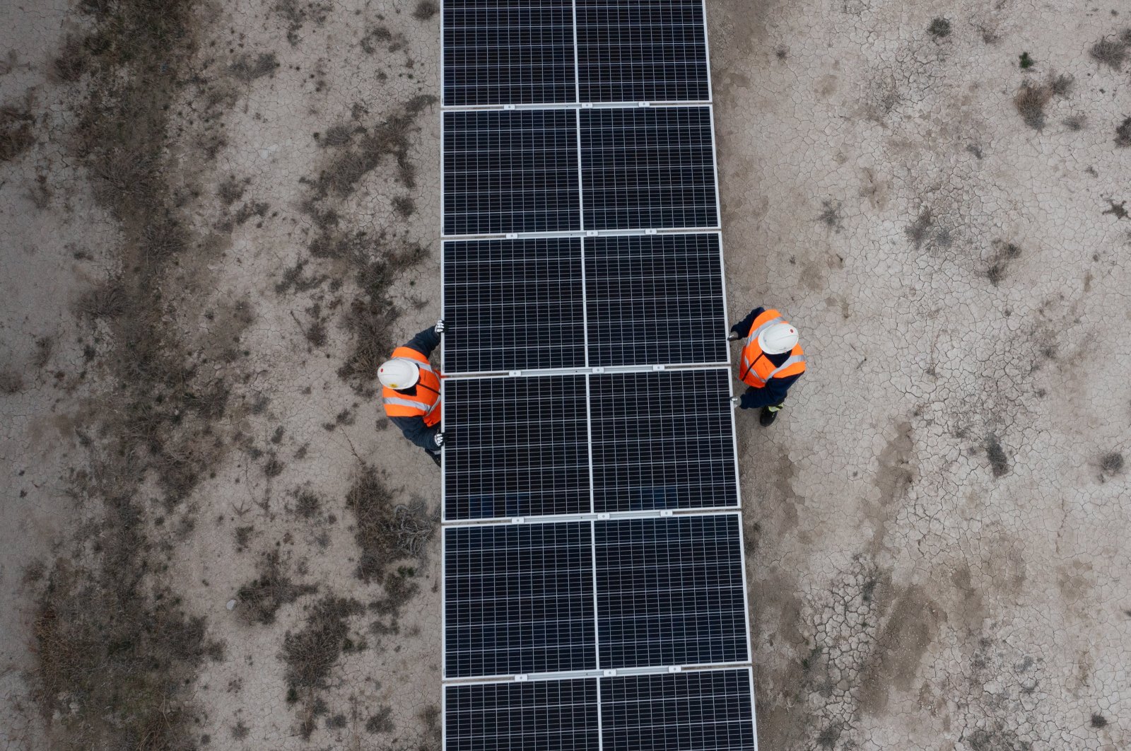 An aerial view of Karapınar Solar Power Plant in central Konya province, Türkiye, Jan. 12, 2024. (AA Photo)