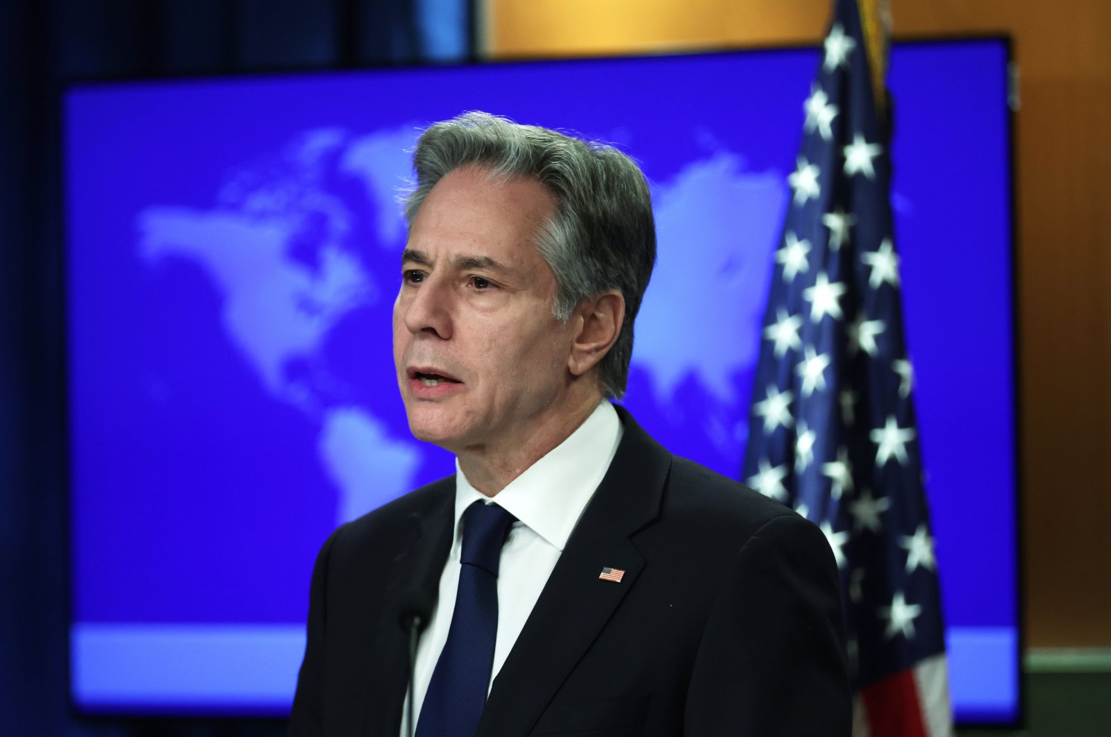 U.S. Secretary of State Antony Blinken speaks during a news conference at the State Department, Washington D.C., U.S., Dec. 20, 2023. (Getty Images Photo)
