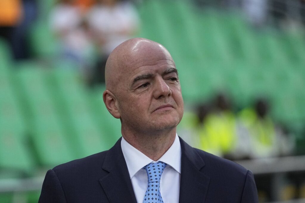Gianni Infantino prior to the AFCON group stage match between Ivory Coast and Guinea-Bissau, Abidjan, Ivory Coast, Jan. 13, 2024. (Getty Images Photo)
