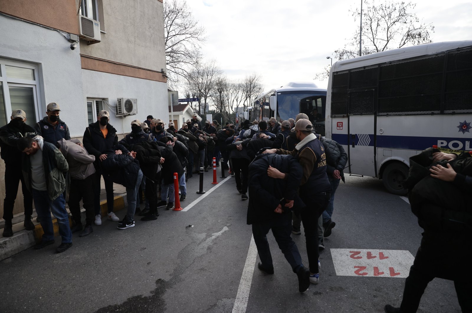 Police escort Daesh suspects nabbed in connection with the church attack, Istanbul, Türkiye, Feb. 1, 2024. (AA Photo)