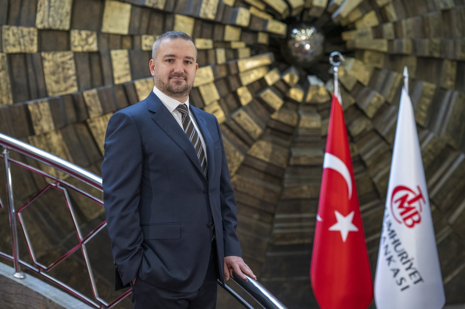Fatih Karahan, the new governor of the Central Bank of the Republic of Türkiye (CBRT), poses for a photo, Ankara, Türkiye, Feb. 4, 2024. (AA Photo)