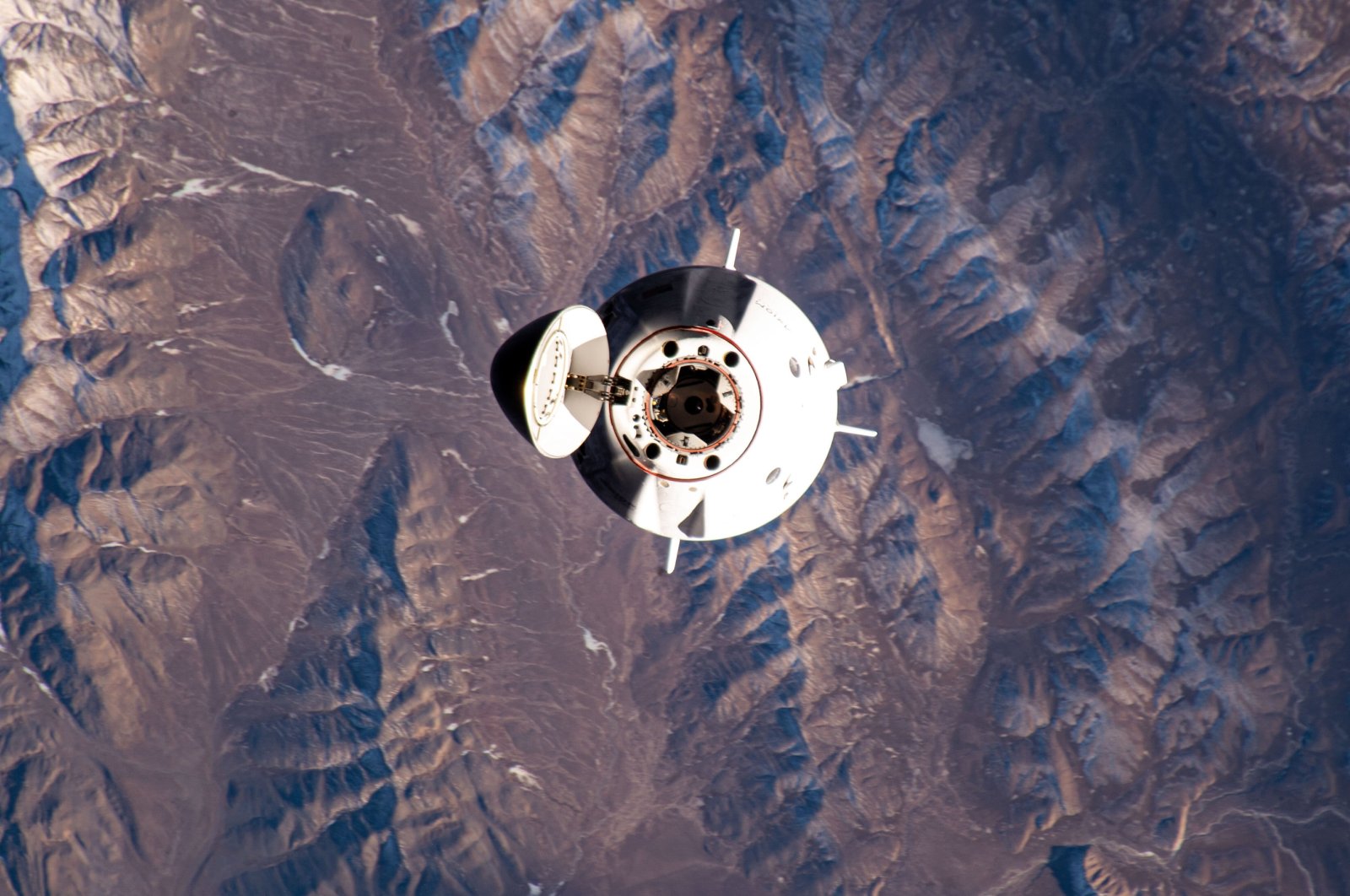 SpaceX Dragon capsule, carrying the four-person Axiom-3 Mission crew, is pictured on its way to the International Space Station, Jan. 20, 2024. (AA File Photo)