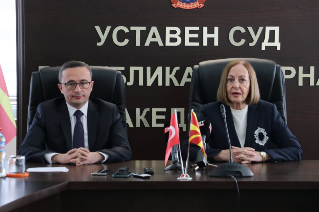 Constitutional Court President Dobrila Kacarska (R) and TİKA Skopje Coordinator Mehmet Bayrak (L) attend the delivery ceremony, Skopje, North Macedonia, Feb. 9, 2024. (AA Photo)