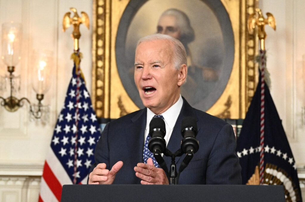 U.S. President Joe Biden speaks to the media in Washington, D.C., U.S., Feb. 8, 2024. (AFP Photo)