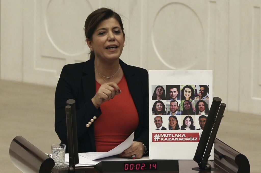 Meral Danış Beştaş speaks at Parliament, in the capital Ankara, Türkiye, Jan. 9, 2017. (AP Photo)