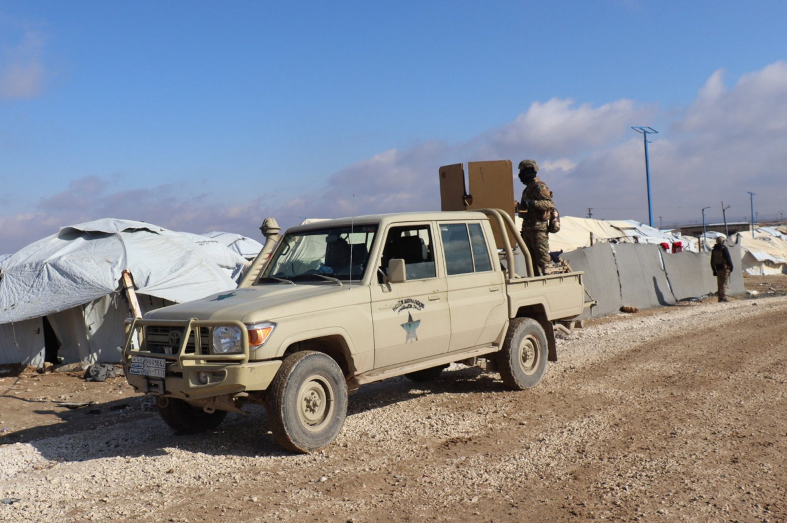 YPG members patrol in Hassakeh, Syria, Jan. 27, 2024. (EPA Photo)