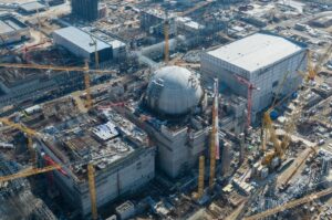 An aerial view of the Akkuyu Nuclear Power Plant under construction, Mersin, southern Türkiye, Feb. 12, 2024. (AA Photo)