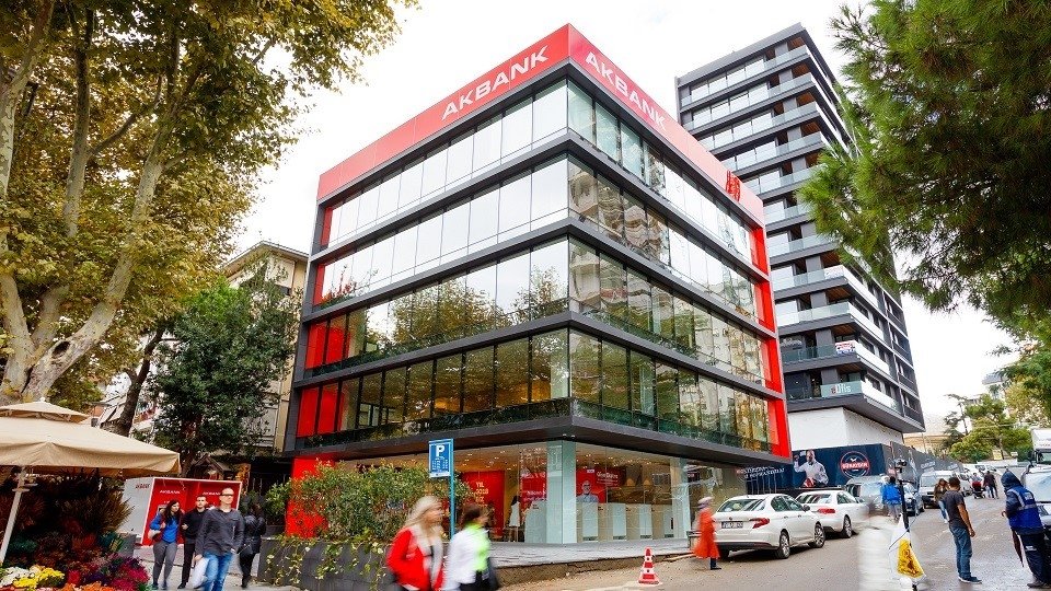 A branch office of Akbank, Istanbul, Türkiye, Feb. 9, 2024. (IHA Photo)