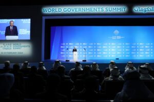 President Recep Tayyip Erdoğan speaks at the World Governments Summit in Dubai, Feb. 13, 2024. (IHA Photo)