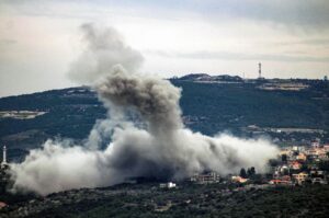 Smoke billows following Israeli bombardment in southern Lebanon, Feb. 13, 2024. (AFP Photo)