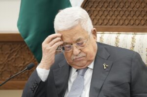 Palestinian President Mahmoud Abbas during a program in Ramallah, West Bank, Palestine, Oct. 24, 2023. (AP Photo)