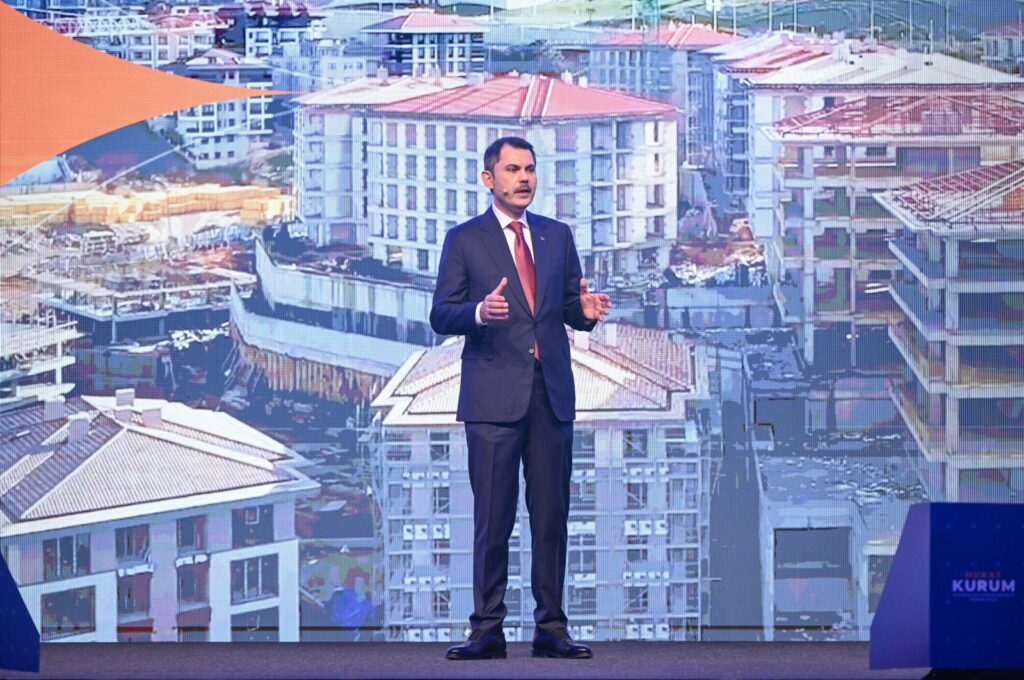 Ruling Justice and Development Party (AK Party) mayoral candidate Murat Kurum speaks at his “Risk-Free Istanbul” rally in Istanbul, Türkiye, Feb. 15, 2024. (AA Photo)