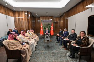 VP Cevdet Yılmaz meets with Saudi Arabian delegation, Feb. 15, 2024. (AA Photo)