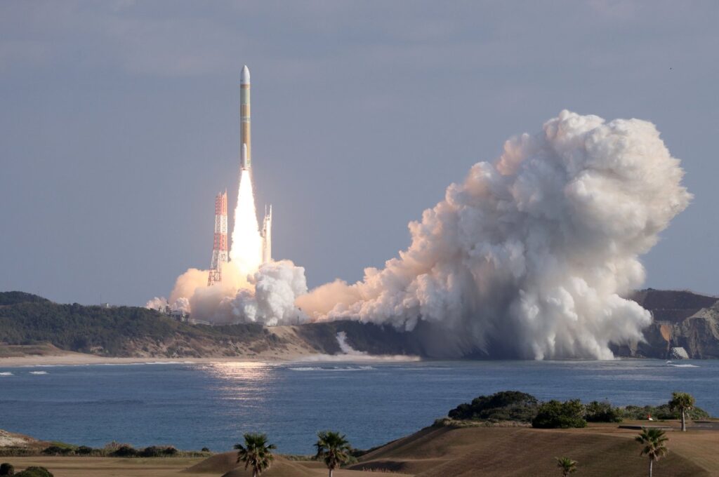 Japan's H3 rocket lifts off from Tanegashima Space Center in Kagoshima Prefecture, southwestern Japan, Feb. 17, 2024. (EPA Photo)