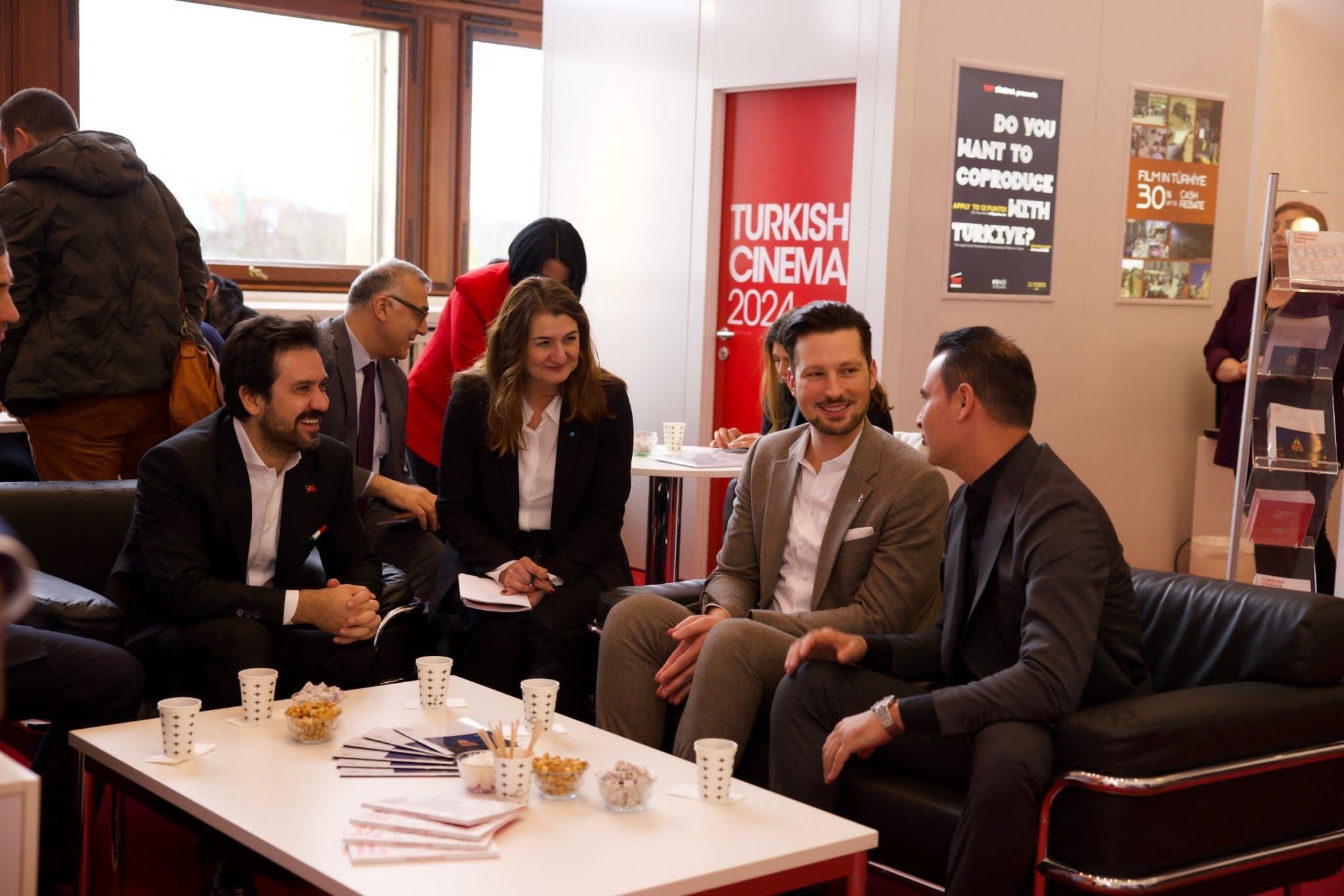 315482 Culture and Tourism Deputy Minister Batuhan Mumcu (L) visits the Turkish pavilion in Berlinale, Berlin, Germany, Feb. 18, 2024. (AA Photo)