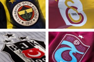 This photo combination shows the logos of Turkish football's Big Four – Fenerbahçe, Galatasaray, Beşiktaş and Trabzonspor