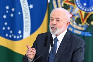 Brazilian President Luiz Inacio Lula da Silva delivers a speech during the launching of the Health Economic-Industrial Complex program at Planalto Palace in Brasilia on Sept. 26, 2023. (AFP File Photo)