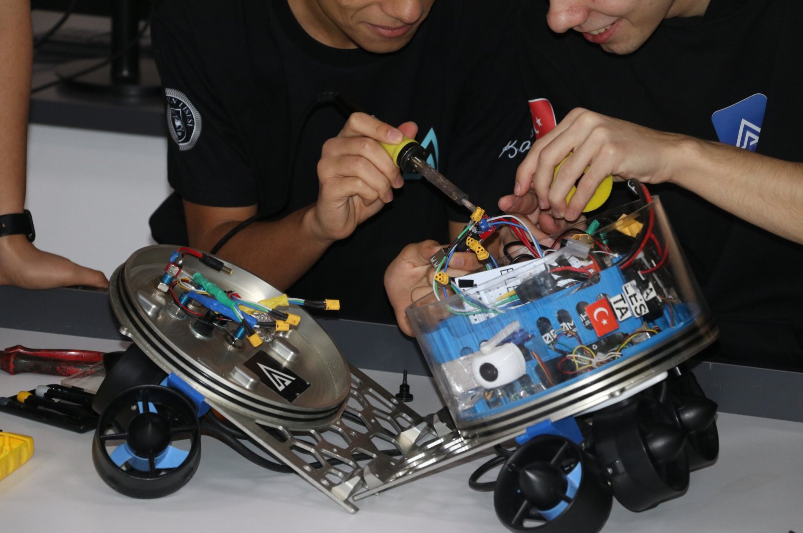Students design autonomous underwater vehicle "ALESTA" to showcase in Singapore's competition, Adana, Türkiye, Feb. 21, 2024. (AA Photo)