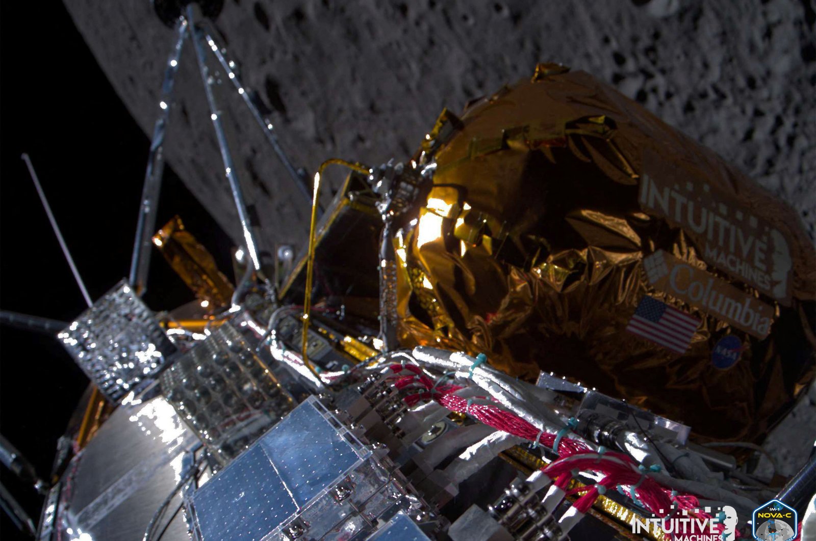 Intuitive Machines' Odysseus spacecraft passes over the near side of the moon following a lunar orbit insertion, the moon, Space, Feb. 21, 2024. (Reuters Photo)