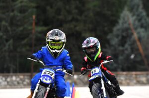 Child motorcyclists Rüzgar Ceyhan (L) and his younger brother Toprak Ceyhan during training, Bursa, Feb. 22, 2024. (AA Photo)

, Türkiye,
