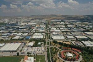 Aerial view of the industrial zone in central Eskişehir province, Türkiye, Feb. 9, 2024. (AA Photo)