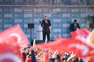 President Recep Tayyip Erdoğan speaks at an AK Party rally in Balıkesir province, Feb. 23, 2024. (AA Photo)
