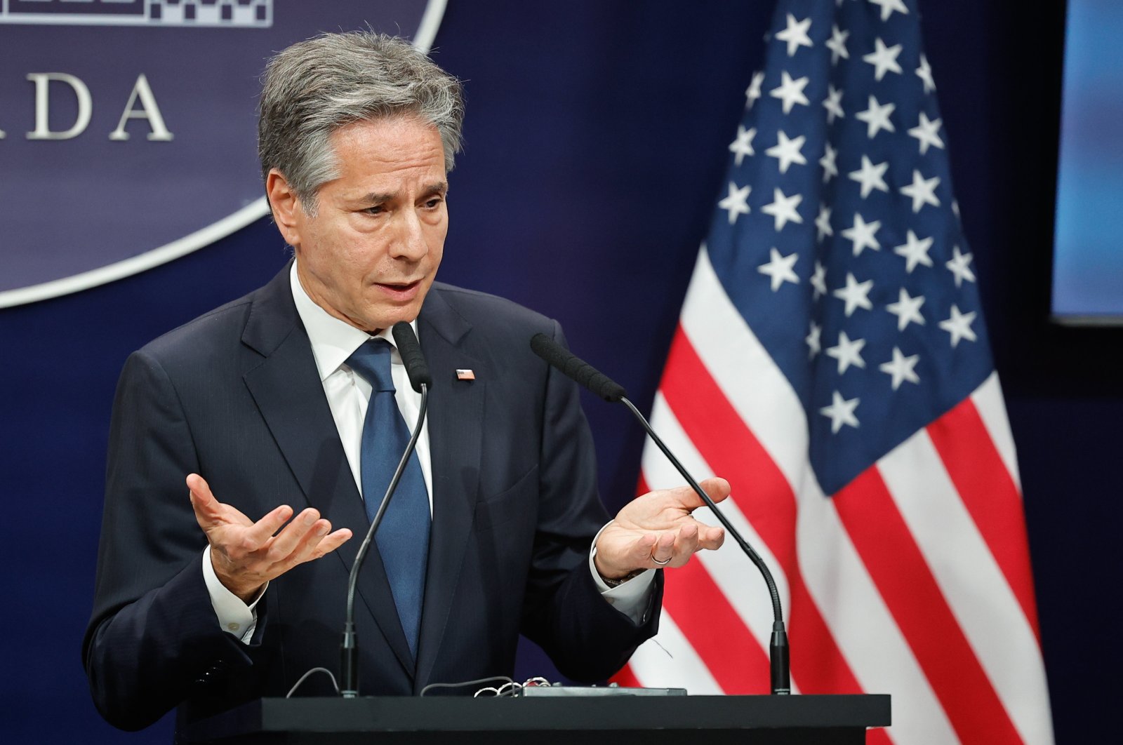 U.S. Secretary of State Antony Blinken speaks during a news conference at the Casa Rosada in Buenos Aires, Argentina, Feb. 23, 2024. (EPA Photo)