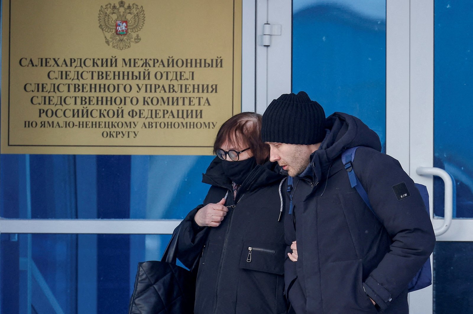 Lyudmila Navalnaya (L), the mother of late Russian opposition leader Alexei Navalny, and his lawyer Alexei Tsvetkov in Salekhard, Yamal-Nenets Region, Russia, Feb. 19, 2024. (Reuters Photo)