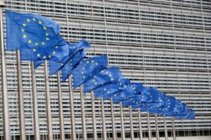 European Union flags flutter outside the European Commission headquarters, Brussels, Belgium, July 14, 2021. (Reuters Photo)
