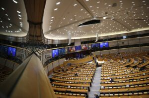 A view of the European Parliament in Brussels, Belgium, May 18, 2021. (AP Photo)