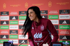 Spain's Jennifer Hermoso leaves a news conference on the eve of the UEFA Women's Nations League final football match between Spain and France at the La Cartuja stadium, Seville, Spain, Feb. 27, 2024. (AFP Photo)