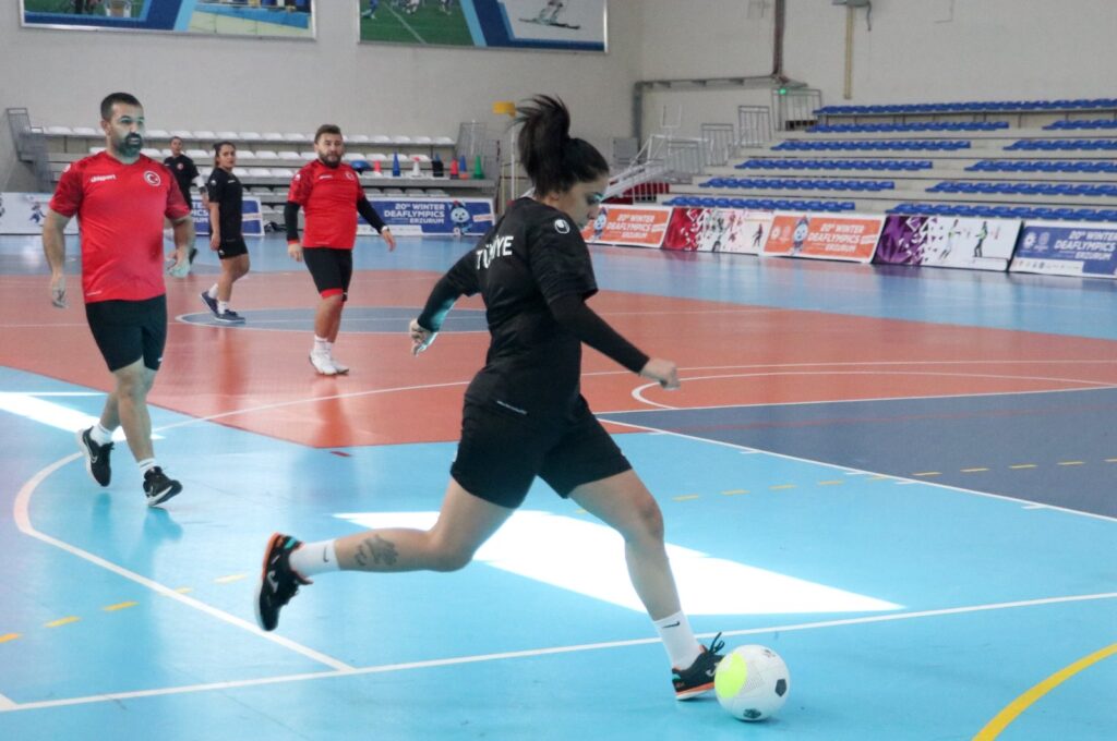 Turkish national hearing-impaired teams players train ahead of the 20th Deaflympics, Erzurum, Türkiye, Feb. 24, 2024. (AA Photo)