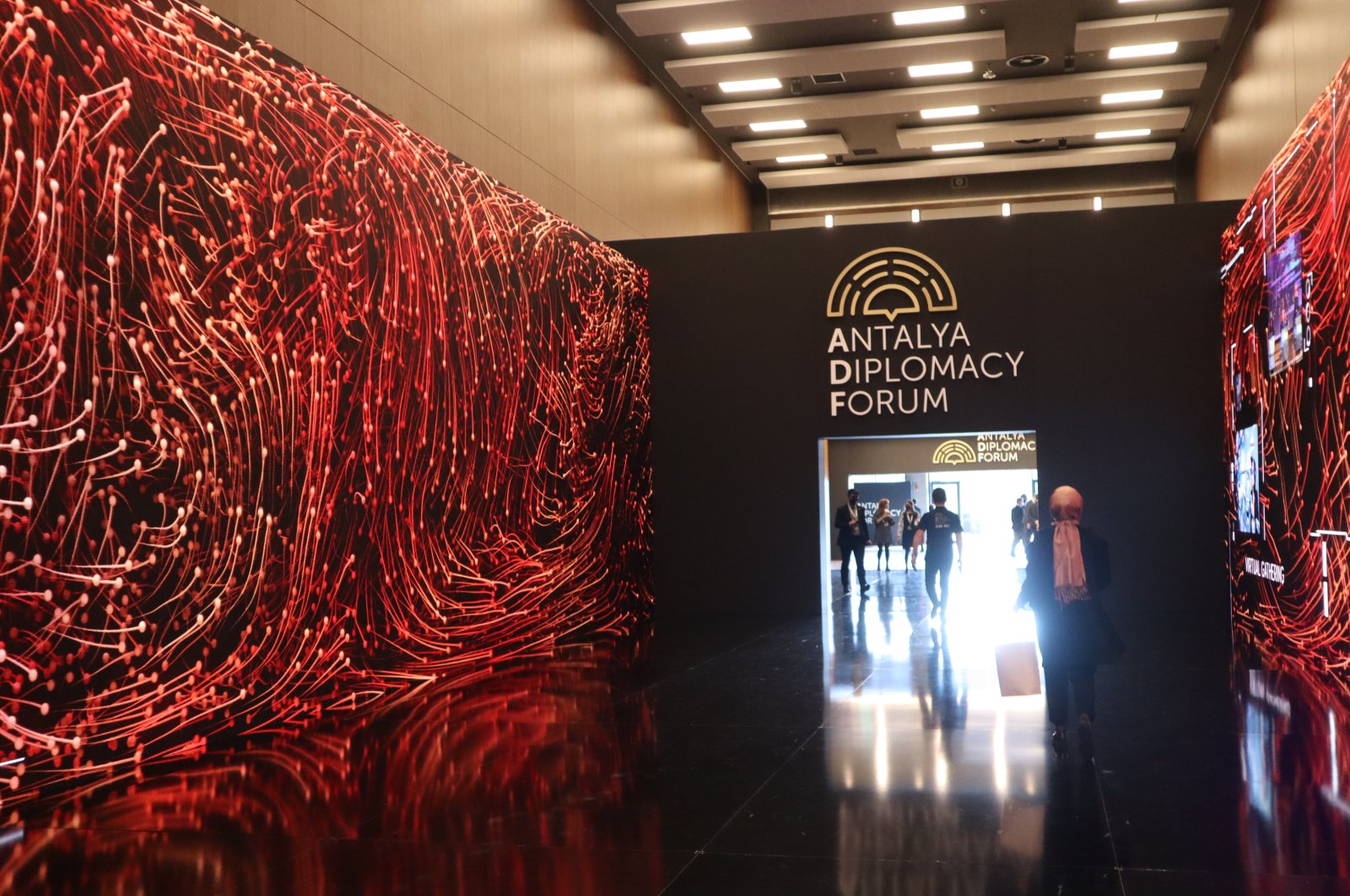 The diplomacy tunnel is seen at the Nest Convention Center in Antalya, Türkiye, March 12, 2022 (Photo by Dilara Aslan Özer)