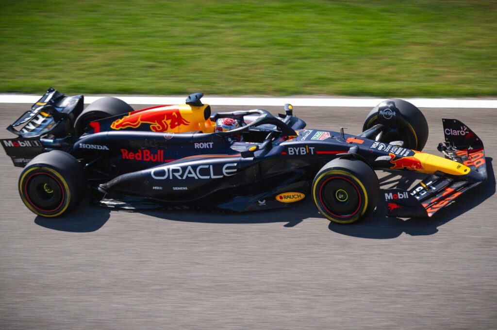 Red Bull Racing's Dutch driver Max Verstappen drives during the first day of the Formula One preseason testing at the Bahrain International Circuit, Sakhir, Bahrain, Feb. 21, 2024. (AFP Photo)