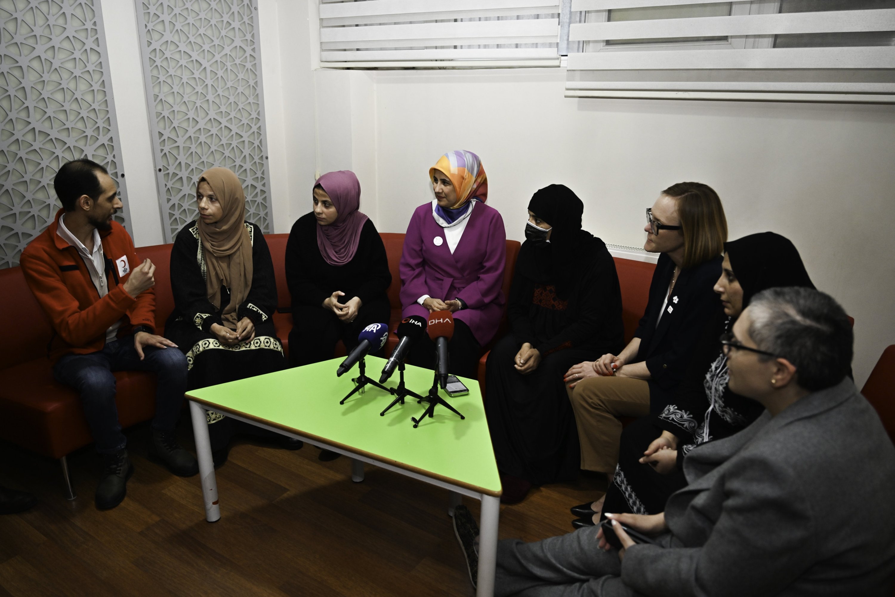 317574 Delegations of the Turkish Red Crescent, the International Federation of the Red Cross and Red Crescent Societies visit Palestinians, who were brought from Gaza to Türkiye amid Israeli attacks, Ankara, Türkiye, Feb. 29, 2024. (AA Photo)
