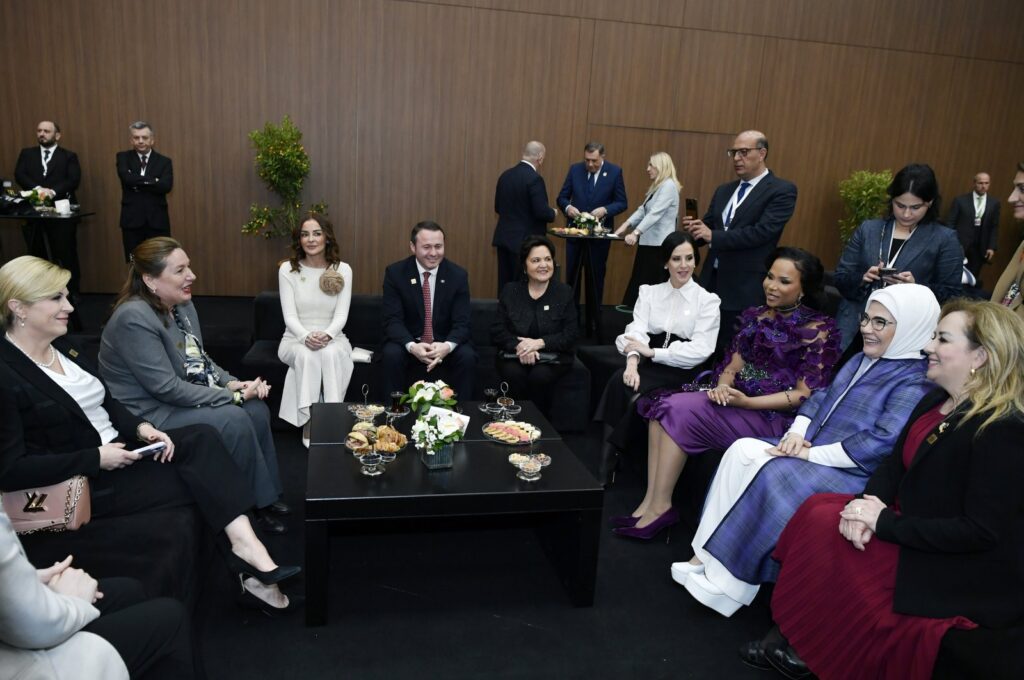 First lady Emine Erdoğan holds meetings with her counterparts on the sidelines of the Antalya Diplomacy Forum in Antalya, Friday, March 1, 2024. (AA Photo)