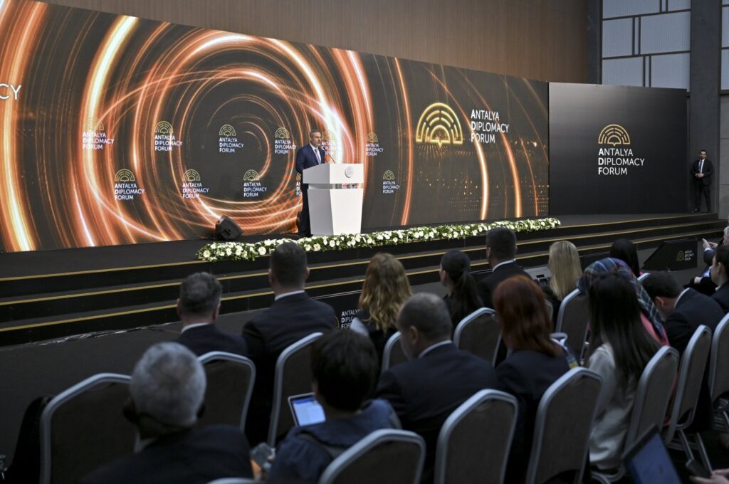 Foreign Minister Hakan Fidan speaks at the Antalya Diplomacy Forum (ADF), Antalya, southern Türkiye, March 3, 2024. (AA photo)