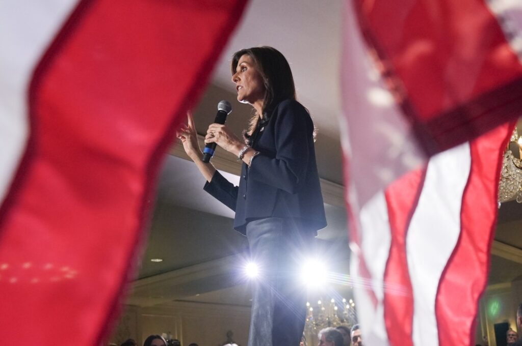 Republican presidential candidate former U.N. Ambassador Nikki Haley speaks at a campaign event, in Washington, D.C., March 1, 2024. (AP Photo)