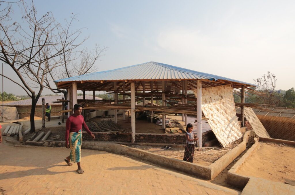 A view of the shelter being constructed by the Presidency of Religious Affairs (Diyanet) at Kutupalong Refugee Camp in Cox's Bazar, Bangladesh, March 4, 2024. (IHA Photo)