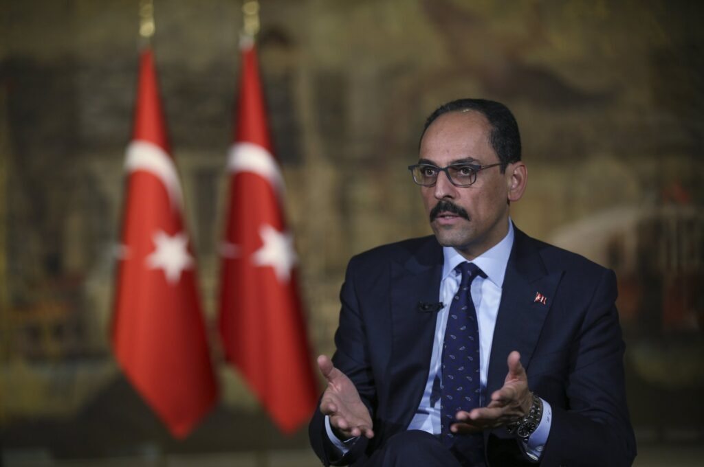 Ibrahim Kalın speaks during an interview in Istanbul, Saturday, Oct. 19, 2019. (AP File Photo)