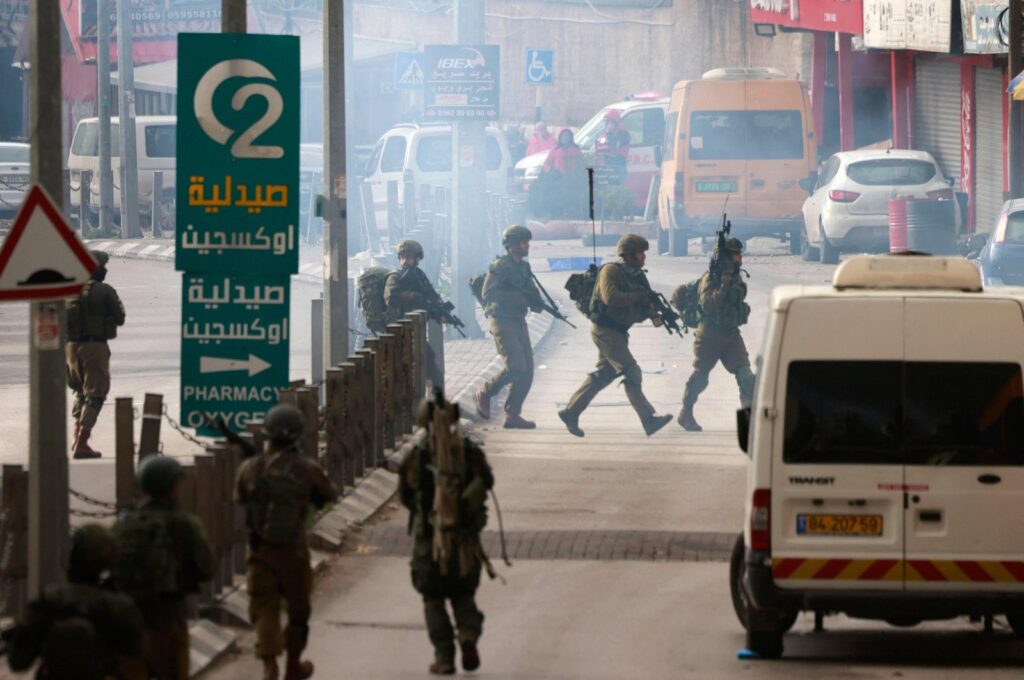 Israeli troops raid the Al-Amari refugee camp near Ramallah, in the occupied West Bank, on March 4, 2024. (AFP Photo)