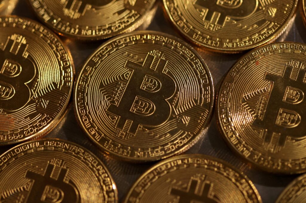 Representations of the Bitcoin cryptocurrency are seen in this illustration, Aug. 10, 2022. (Reuters Photo)