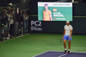 Spain's Rafael Nadal walks up from the baseline during practice at the BNP Paribas Open tennis tournament at the Indian Wells Tennis Garden, Indian Wells, U.S., March 5, 2024. (EPA Photo)