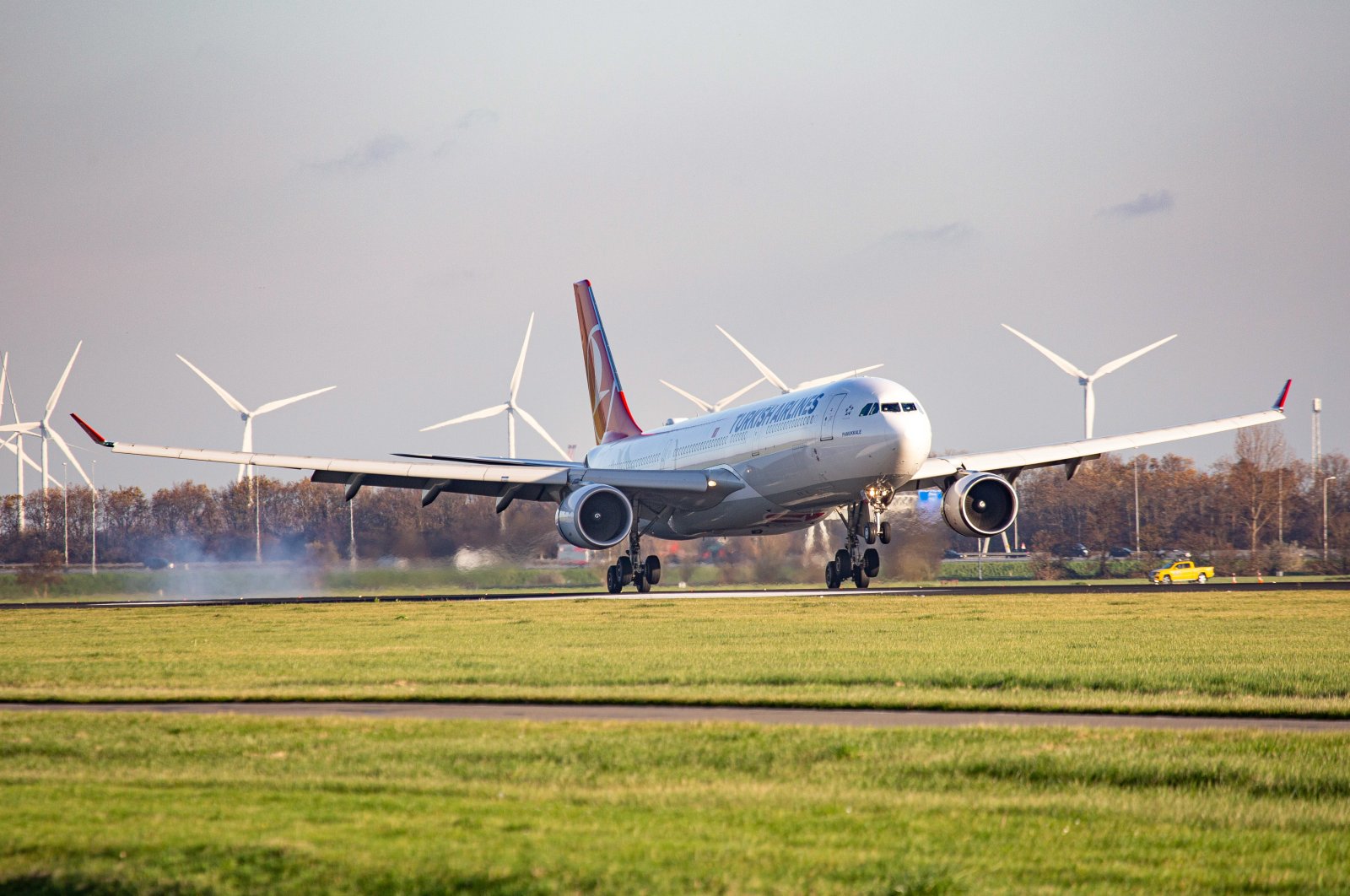 Turkish Airlines Airbus A330 aircraft is seen landing in Amsterdam Schiphol International Airport, Amsterdam, Netherlands, Jan. 4, 2020. (Reuters Photo)