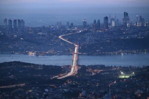 A stunning evening aerial view of Istanbul, Türkiye, March 10, 2024. (AA Photo)