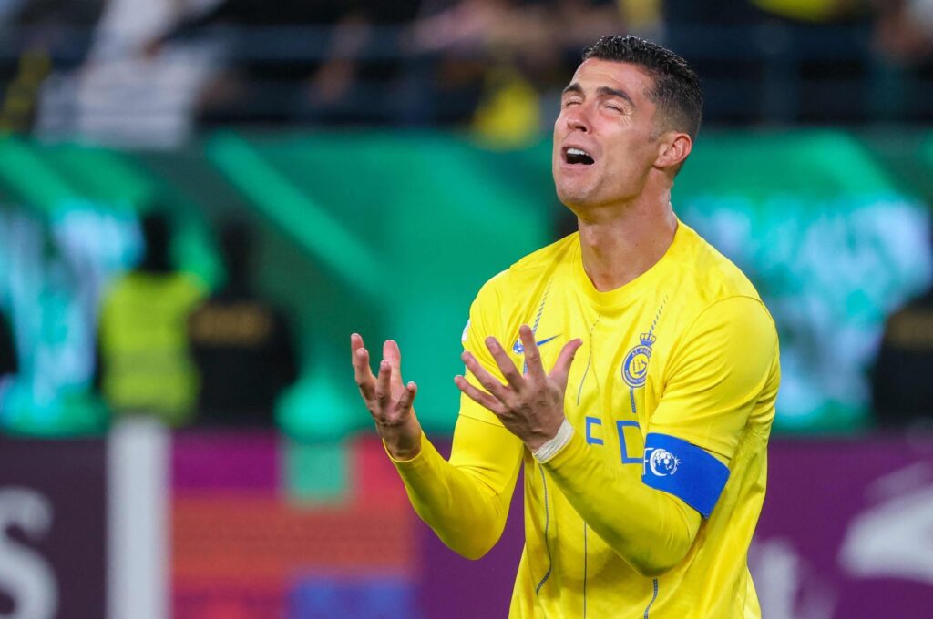 Al-Nassr's Cristiano Ronaldo reacts during the AFC Champions League football match between Saudi Arabia's Al-Nassr and UAE's Al-Ain at Al-Awal Park Stadium, Riyadh, Saudi Arabia, March 11, 2024. (AFP Photo)