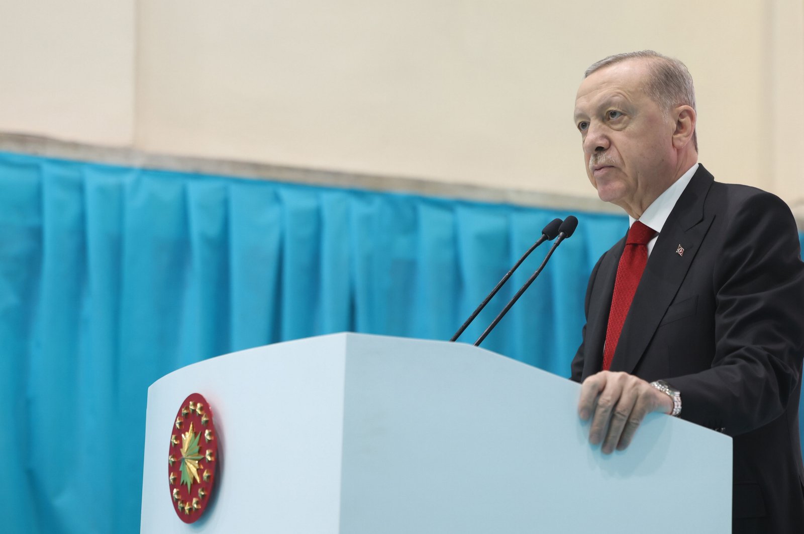 President Recep Tayyip Erdoğan speaks at an opening ceremony in Ankara, March 12, 2024. (AA Photo)